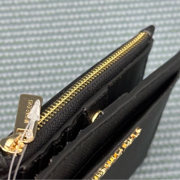Michael Michael Kors Womens Small Zip Leather Wallet Card Case Jet Set Black NWT - Picture 6 of 17